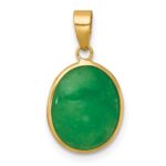 14K Polished Jade Oval Cabochon Pendant - Image 3