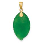 14K Polished Carved Jade Leaf Pendant - Image 3