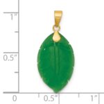 14K Polished Carved Jade Leaf Pendant - Image 4