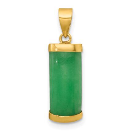 14K Polished Jade Domed Bar Pendant