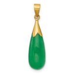 14K Polished Jade Teardrop Pendant