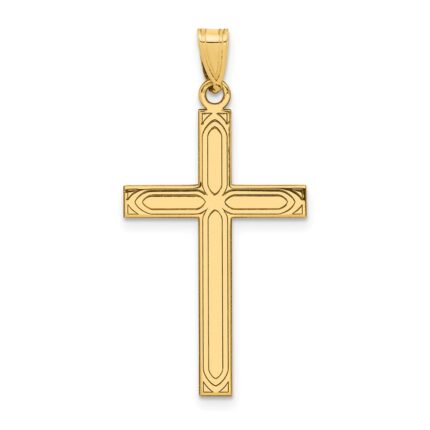 14k Solid Laser Etched Cross Pendant