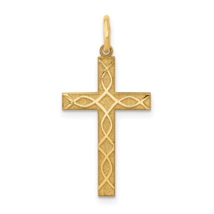 14K Laser Designed Ichthus Cross Charm