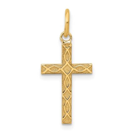 14K Laser Designed Ichthus Cross Charm