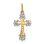 14K and White Rhodium Cross Charm