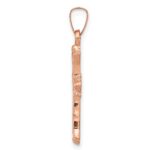 14k Rose Gold Heart Hollow Cross Pendant - Image 2