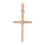 14k Rose Gold Diamond Cross Pendant