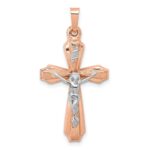 14k Two-tone Hollow Crucifix Pendant