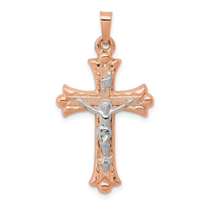 14k Two-tone Hollow Crucifix Pendant