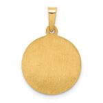 14k Polished and Satin Hollow Sacred Heart of Jesus Medal Round Pendant - Image 4