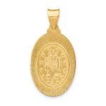 14k Polished and Satin Hollow Miraculous Medal Oval Pendant - Image 4