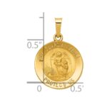 14k Polished and Satin Hollow Our Guardian Angel Medal Charm - Image 3