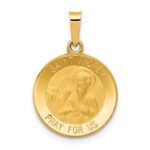 14k Polished and Satin Hollow St. Andrew Medal Pendant