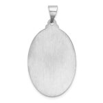 14k White Gold Polished and Satin Hollow Saint Christopher Medal Oval Pendant - Image 4