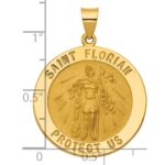14k Polished and Satin Hollow Large St Florian Medal Round Pendant - Image 3