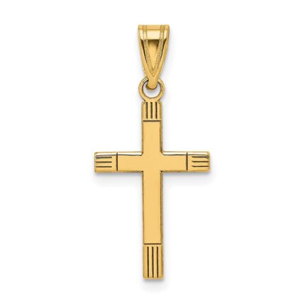 14k Laser Etched Cross Pendant