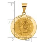 14k Polished and Satin Hollow Saint John Medal Round Pendant - Image 3