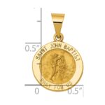 14k Polished and Satin Hollow St John the Baptist Medal Round Pendant - Image 3