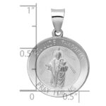 14K White Gold Polished and Satin Hollow St Jude Thaddeus Medal Round Pendant - Image 3