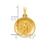 14k Polished and Satin Hollow St Luke Medal Round Charm - Image 3