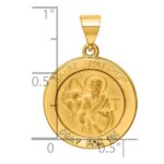 14k Polished and Satin Hollow St Matthew Medal Round Pendant - Image 3