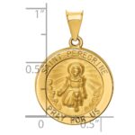 14k Polished and Satin Hollow St Peregrine Medal Round Pendant - Image 3