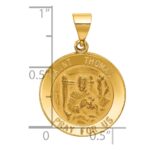 14k Polished and Satin Hollow St Thomas Medal Round Pendant - Image 3