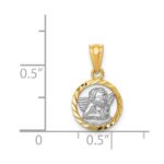 14K and White Rhodium Diamond-cut Cherub in Circle Pendant - Image 3