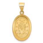 14k Polished and Satin Hollow Miraculous Medal Oval Pendant - Image 4