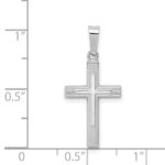 14K White Gold Polished Latin Cross Pendant - Image 3