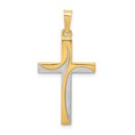 14K and White Rhodium Satin and Polished Latin Cross Pendant
