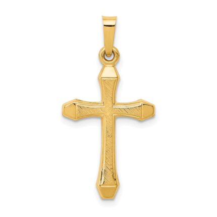 14k Textured and Polished Latin Cross Pendant
