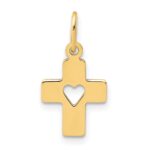 14k Polished Cross with Heart Pendant