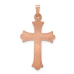 14K Rose Gold Brushed and Polished Fleur de Lis Cross Pendant - Image 4