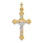 14k Two-tone Polished INRI Crucifix Pendant