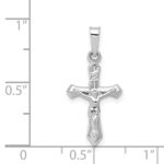 14k White Gold Polished INRI Crucifix Pendant - Image 4