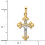 14k Two-tone Polished Budded INRI Crucifix Pendant - Image 4
