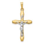 14k Two-tone Polished INRI Crucifix Pendant