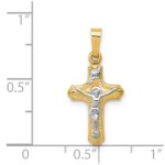 14k Two-tone Polished and Textured INRI Crucifix Pendant - Image 4