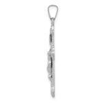 14k White Gold Polished INRI Crucifix Pendant - Image 2