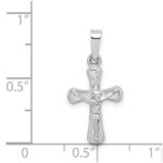 14k White Gold Polished INRI Rounded Crucifix Pendant - Image 3