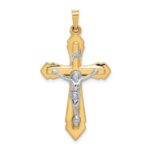 14k Two-tone Polished INRI Crucifix Pendant