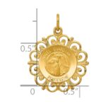 14k Polished and Satin Hollow Spanish Guardian Angel Medal Round Pendant - Image 4