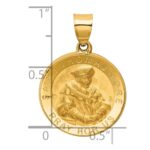 14K Polished and Satin Hollow St. Thomas More Medal Round Pendant - Image 4