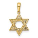14k Polished CZ Star of David Pendant - Image 3