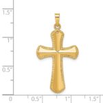 14k Hollow Polished Beaded Edge Cross - Image 4