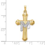 14k Two-tone Hollow Polished Draped Cross - Image 4