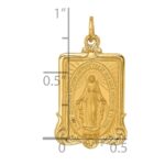 14k Polished and Satin Solid Miraculous Medal Rectangular Pendant - Image 3