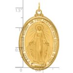 14k Polished and Satin Solid Extra Large Miraculous Medal Oval Pendant - Image 3
