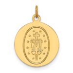 14k Polished and Satin Solid Miraculous Medal Round Charm - Image 4